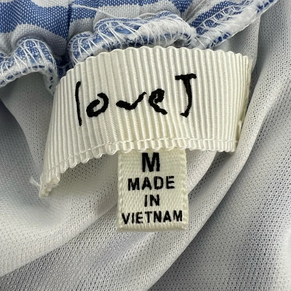 LOVE J OFF THE SHOULDER BLUE & WHITE STRIPE DRESS‎ NWOT SLIPS ON - Picture 7 of 9